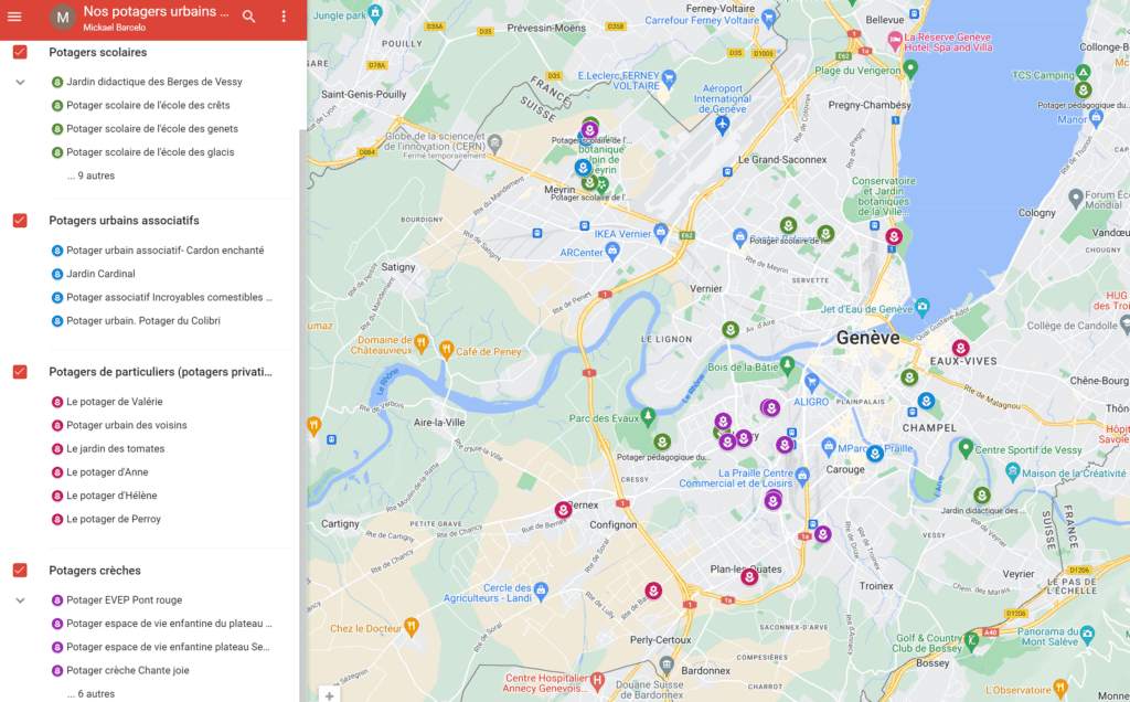carte potagers urbains Genève